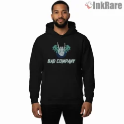 Bad Company Skeleton Guitar Hands Shirt on black hoodie for men graphic tee