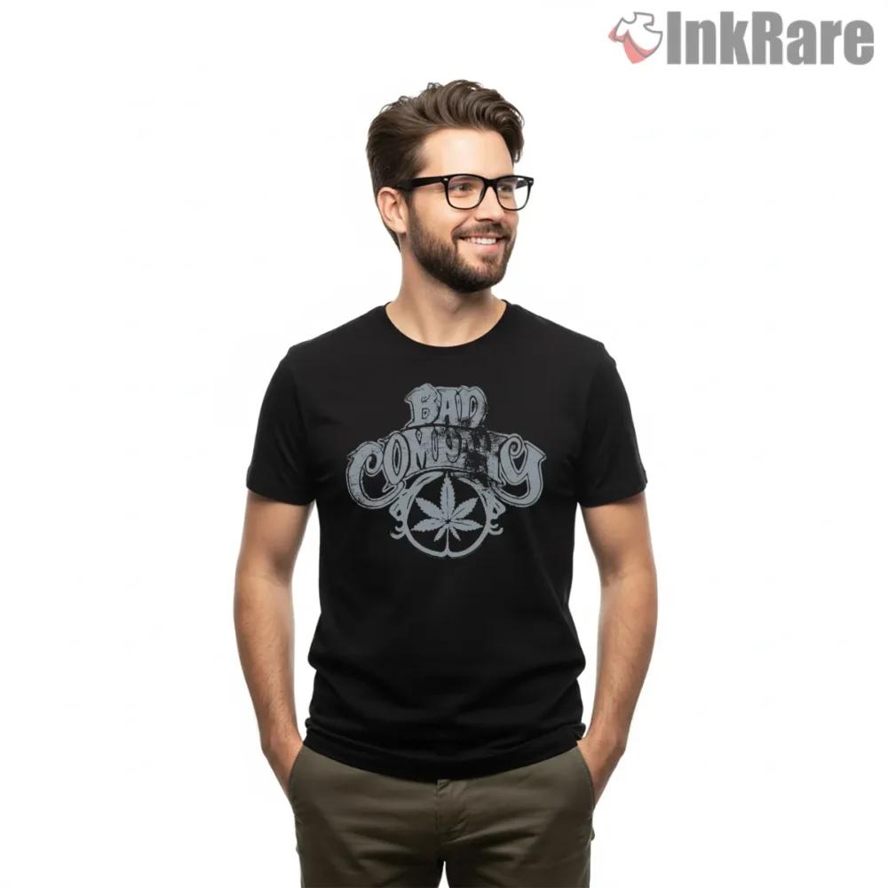 Bad Company Vintage Leaf Emblem Shirt on black short sleeve shirt for men graphic tee