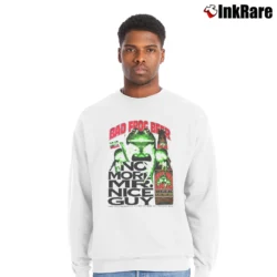 Men’s Bad Frog Beer Graphic Humor Crewneck Sweatshirt in white | Cozy Fabric, Clean Style