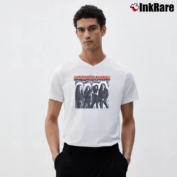 Men’s Badlands Band Music Fan V-Neck Tee in white | Sharp, Breathable, Everyday Staple
