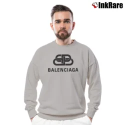 Men’s Balenciaga Bb Black Graphic Crewneck Sweatshirt in sport grey | Cozy Fabric, Clean Style