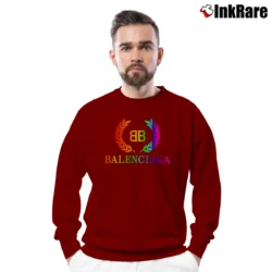 Men’s Balenciaga Bb Designer Logo Crewneck Sweatshirt in maroon | Cozy Fabric, Clean Style