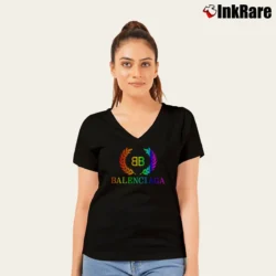 Women’s Balenciaga Bb Designer Logo V-Neck Tee in black | Chic Neckline, Soft Texture