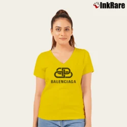 Women’s Balenciaga Bb Fashion Logo V-Neck Tee in yellow | Chic Neckline, Soft Texture