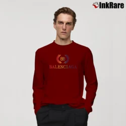 Men’s Balenciaga Overd Rainbow Graphic Long-Sleeve Shirt in maroon | Sleek, Lightweight, Year-Round Wear