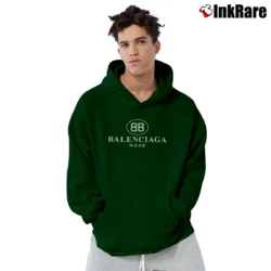 Men’s Balenciaga Printed Cotton Designer Pullover Hoodie in forest green | Cozy, Durable, Modern Fit
