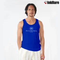 Men’s Balenciaga Printed Cotton Designer Tank Top in royal blue | Breathable, Active-Friendly Design