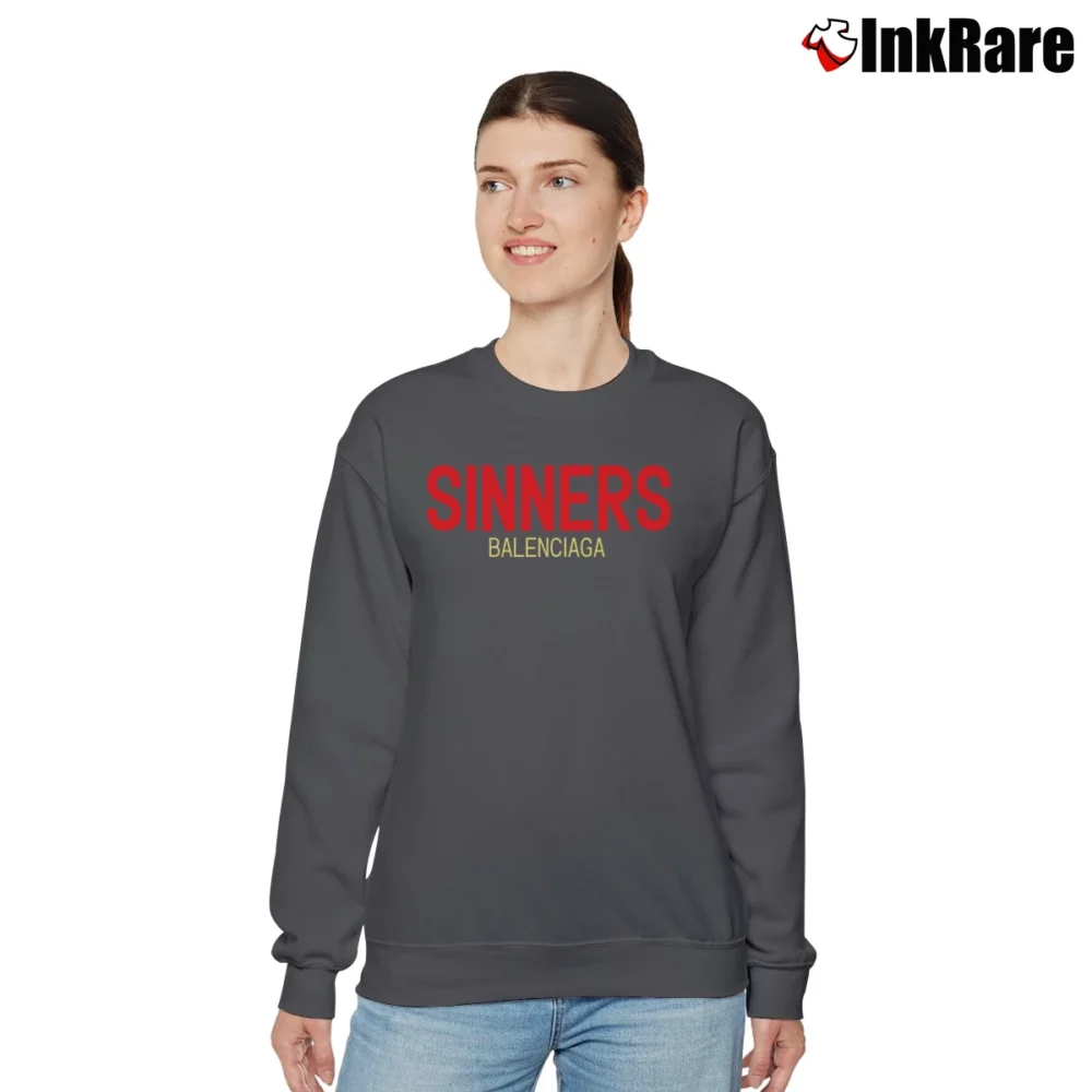Women’s Balenciaga Sinners Logo Relaxed Sweatshirt in charcoal | Soft, Laid-Back Vibe
