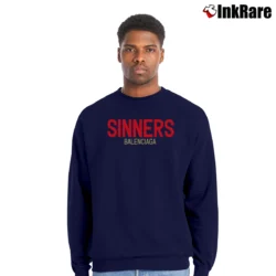 Men’s Balenciaga Sinners Logo Crewneck Sweatshirt in navy | Cozy Fabric, Clean Style