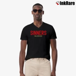 Men’s Balenciaga Sinners Logo V-Neck Tee in black | Sharp, Breathable, Everyday Staple