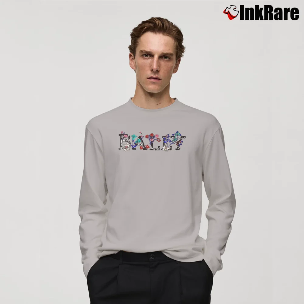 Men’s Bally Classic Cotton Long-Sleeve Shirt in sport grey | Sleek, Lightweight, Year-Round Wear