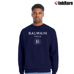 Men’s Balmain Paris Logo Designer Fashion Crewneck Sweatshirt in navy | Cozy Fabric, Clean Style