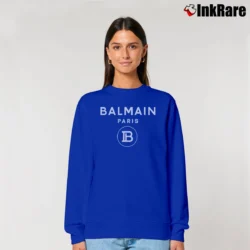 Women’s Balmain Paris Logo Designer Fashion Relaxed Sweatshirt in royal blue | Soft, Laid-Back Vibe