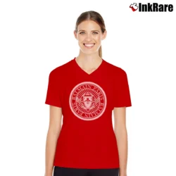 Women’s Balmain Printed Cotton V-Neck Tee in red | Chic Neckline, Soft Texture