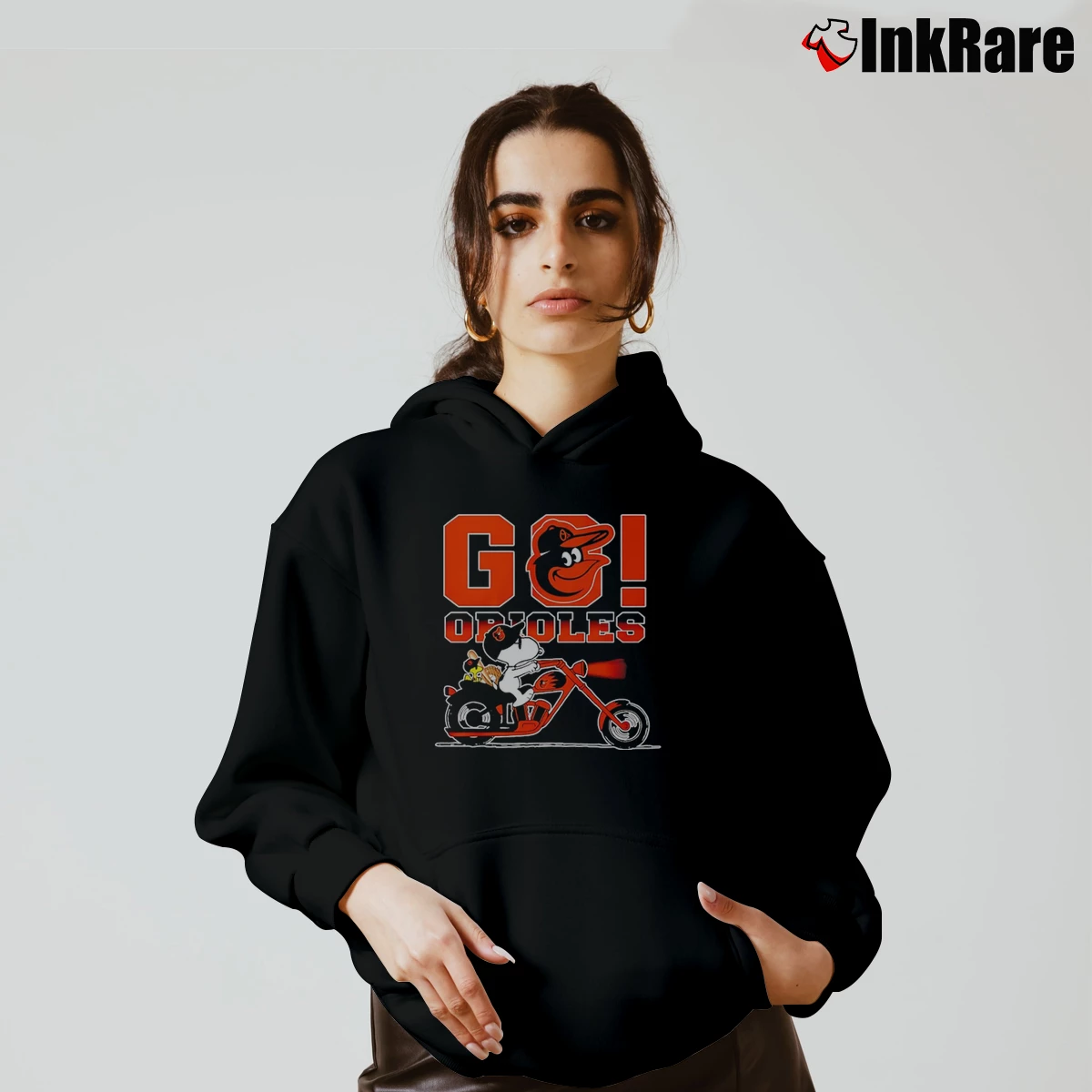 Baltimore Orioles Go Orioles Snoopy Rides A Motorbike Women’s Cozy Hoodie in black – Urban Chic Women’s Baltimore Orioles Go Orioles Snoopy Rides A Motorbike Cozy Hoodie in black | Warm, Structured, Stylish