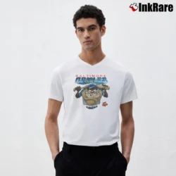 Men’s Baltimore Orioles Looney Tunes Taz Baseball V-Neck Tee in white | Sharp, Breathable, Everyday Staple