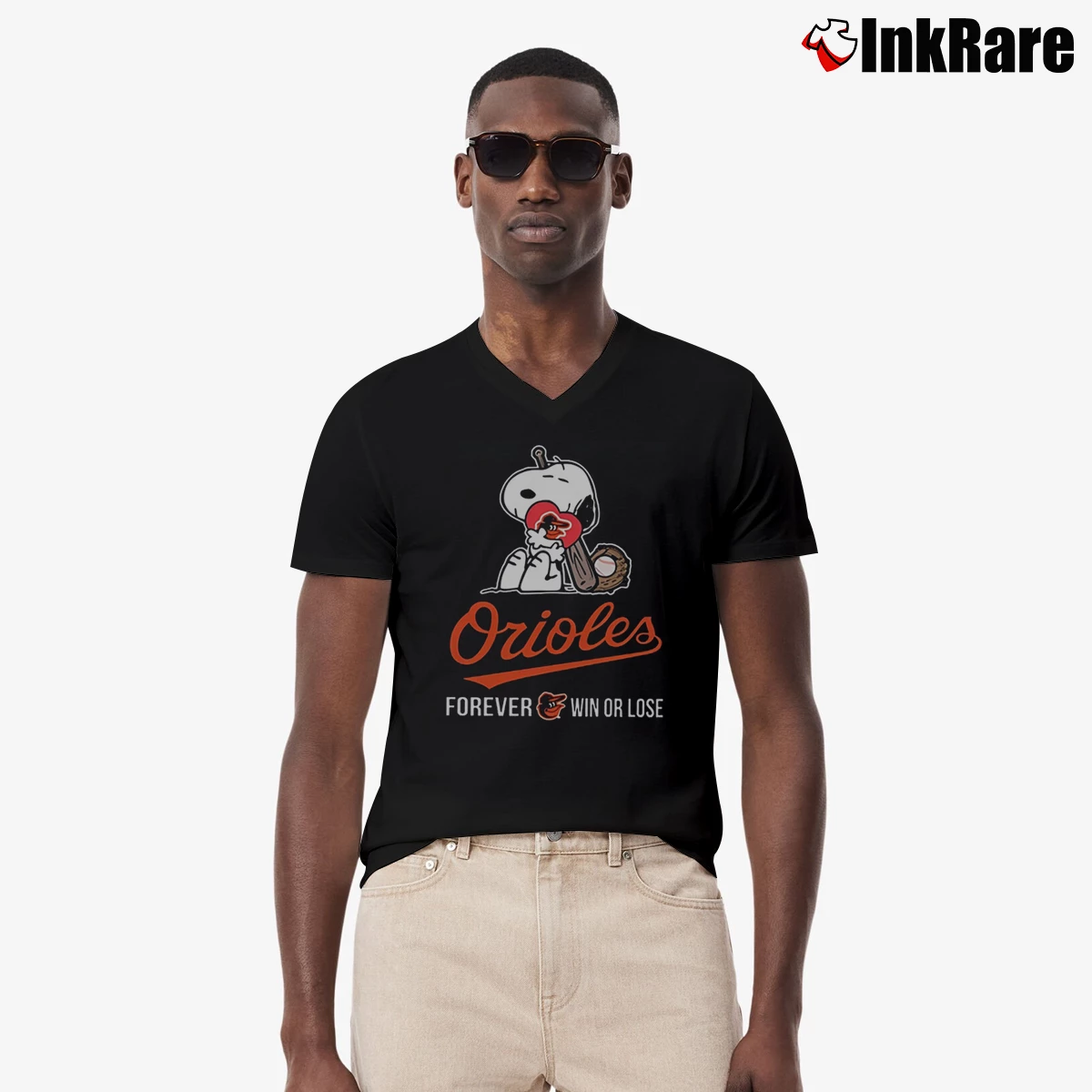 Baltimore Orioles Snoopy Forever Win Or Lose Men’s V-Neck Tee in black – Modern Essential Men’s Baltimore Orioles Snoopy Forever Win Or Lose V-Neck Tee in black | Sharp, Breathable, Everyday Staple