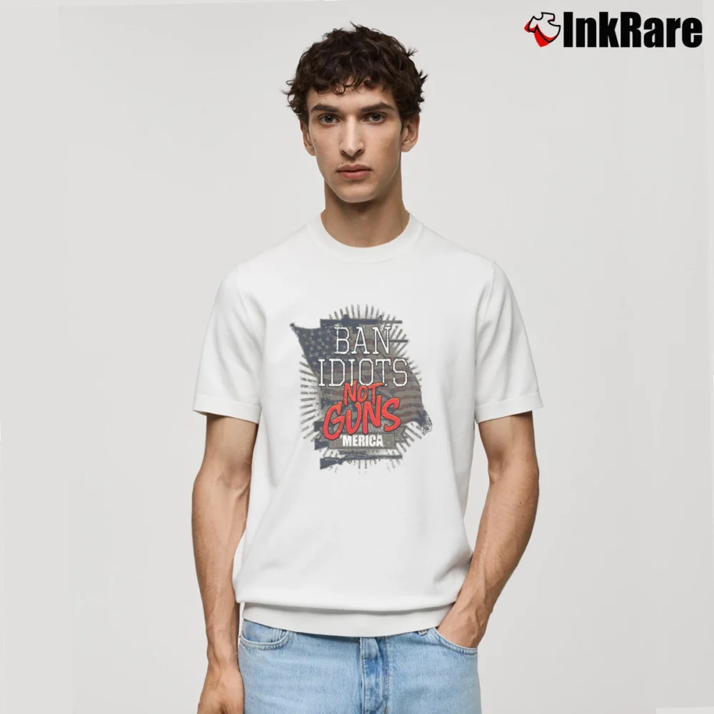 Men’s Ban Idiots Not Guns Classic T-Shirt in white | Soft, Breathable Everyday Wear