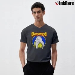 Men’s Bananya Metal Logo V-Neck Tee in charcoal | Sharp, Breathable, Everyday Staple