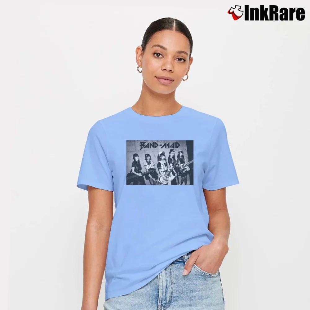 Women’s Band - maid Comfortable Music Signature T-Shirt in light blue | Soft, Flattering Fit