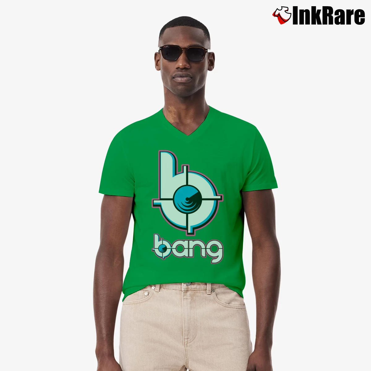 Men’s Bang Energy Drink V-Neck Tee in irish green | Sharp, Breathable, Everyday Staple