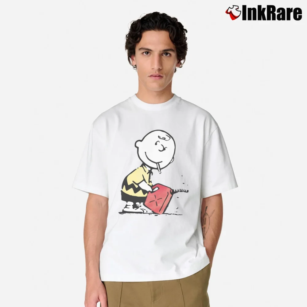 Men’s Banksy Charlie Brown Pyromaniac Snoopy Classic T-Shirt in white | Soft, Breathable Everyday Wear