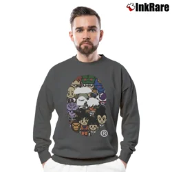 Men’s Bape Dragon Ball Z Milo Big Head Streetwear Crewneck Sweatshirt in charcoal | Cozy Fabric, Clean Style