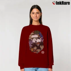 Women’s Bape Dragon Ball Z Milo Big Head Streetwear Relaxed Sweatshirt in maroon | Soft, Laid-Back Vibe