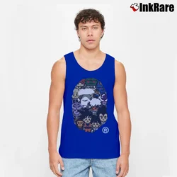 Men’s Bape Dragon Ball Z Milo Big Head Streetwear Tank Top in royal blue | Breathable, Active-Friendly Design