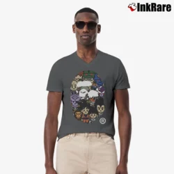 Men’s Bape Dragon Ball Z Milo Big Head Streetwear V-Neck Tee in charcoal | Sharp, Breathable, Everyday Staple