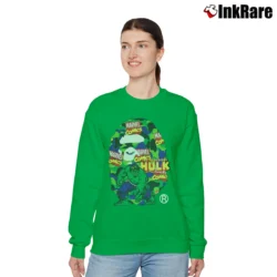 Women’s Bape Marvel Camo Hulk Relaxed Sweatshirt in irish green | Soft, Laid-Back Vibe