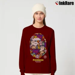 Women’s BAPE Pokemon Head Logo Gift Long-Sleeve Top in maroon | Sleek, Versatile, All-Season