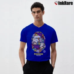 Men’s BAPE Pokemon Head Logo Gift V-Neck Tee in royal blue | Sharp, Breathable, Everyday Staple