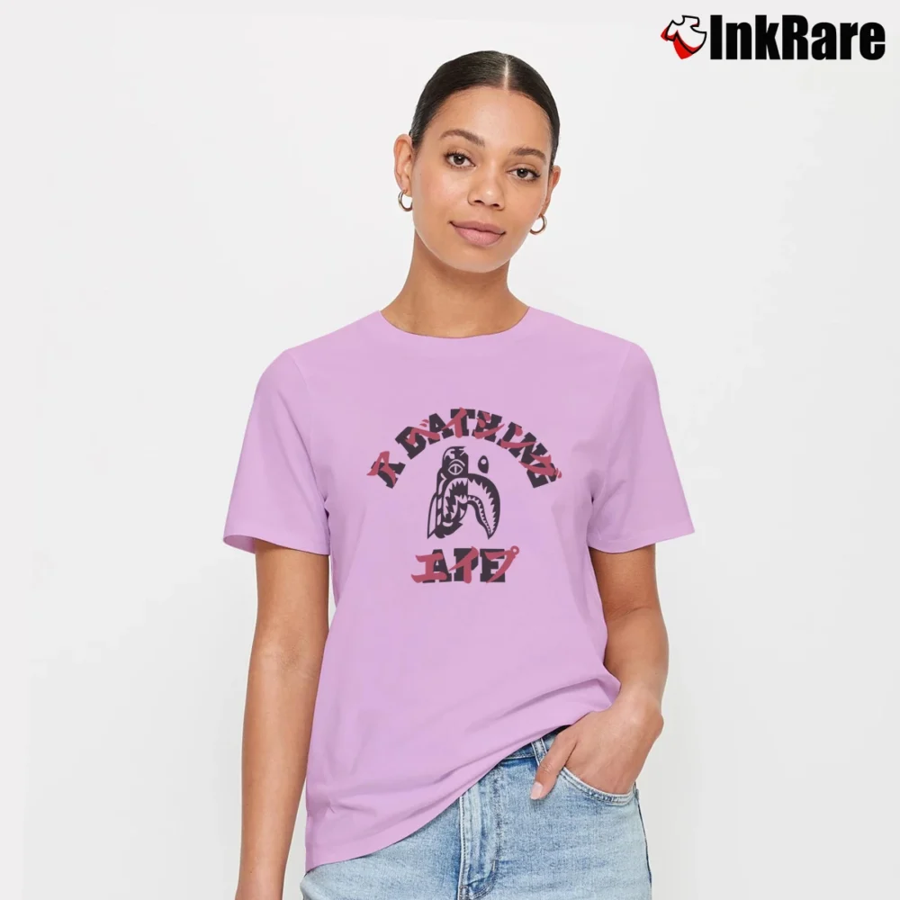Women’s Bape Tiger Shark Japanese Classic Signature T-Shirt in light pink | Soft, Flattering Fit