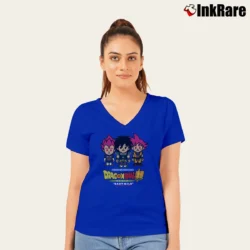 Women’s Bape X Dragon Ball Super Broly Crossover V-Neck Tee in royal blue | Chic Neckline, Soft Texture