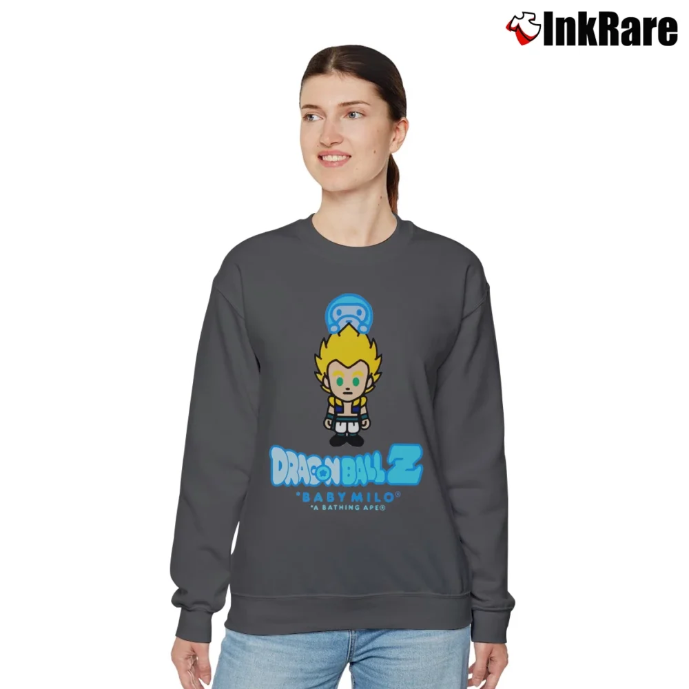 Women’s Bape X Dragon Ball Z Gotenks Baby Milo Cool Relaxed Sweatshirt in charcoal | Soft, Laid-Back Vibe