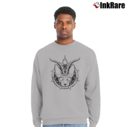 Men’s Baphocats Baphomet Cat Novelty Crewneck Sweatshirt in sport grey | Cozy Fabric, Clean Style