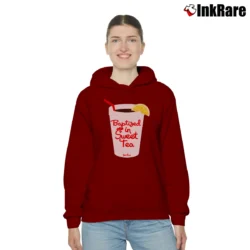 Women’s Baptized In Sweet Tea John Crist Cozy Hoodie in maroon | Warm, Structured, Stylish