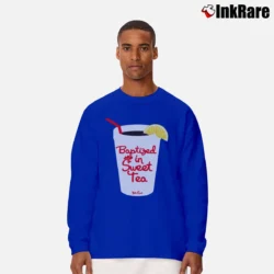 Men’s Baptized In Sweet Tea John Crist Long-Sleeve Shirt in royal blue | Sleek, Lightweight, Year-Round Wear