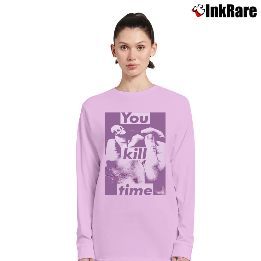 Women’s Barbara Kruger 1990s Graphic Art Long-Sleeve Top in light pink | Sleek, Versatile, All-Season