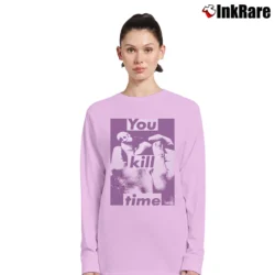 Women’s Barbara Kruger 1990s Graphic Art Long-Sleeve Top in light pink | Sleek, Versatile, All-Season