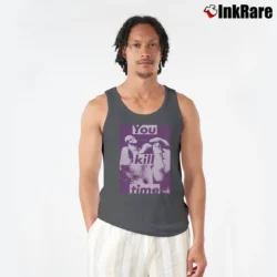 Men’s Barbara Kruger 1990s Graphic Art Tank Top in charcoal | Breathable, Active-Friendly Design