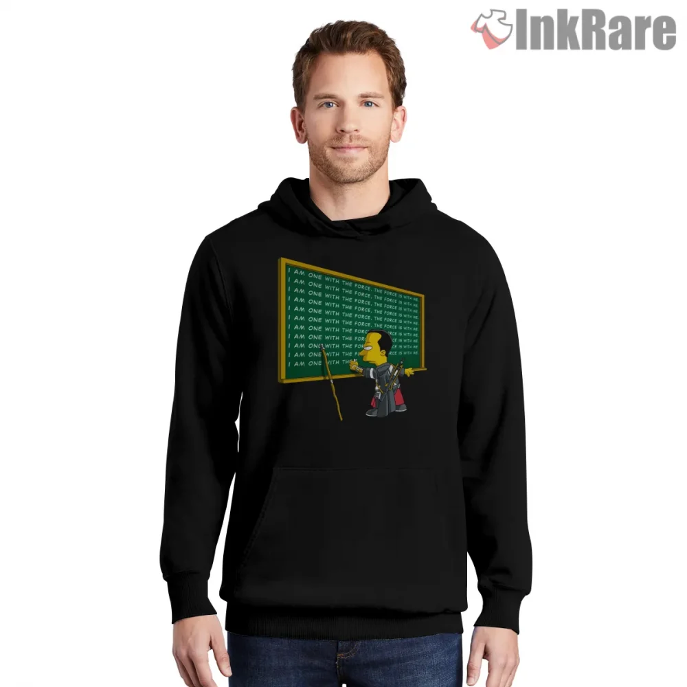 Bart Jedi Detention Star Wars Mashup Cartoon Shirt on black hoodie for men graphic tee
