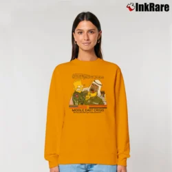 Women’s Bart Middle East Crisis Bootleg Simpsons Saddam Hussein 1991 Relaxed Sweatshirt in orange | Soft, Laid-Back Vibe