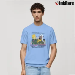 Men’s Bart Middle East Crisis Bootleg Simpsons Saddam Hussein 1991 Classic T-Shirt in light blue | Soft, Breathable Everyday Wear