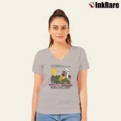 Women’s Bart Middle East Crisis Bootleg Simpsons Saddam Hussein 1991 V-Neck Tee in sport grey | Chic Neckline, Soft Texture