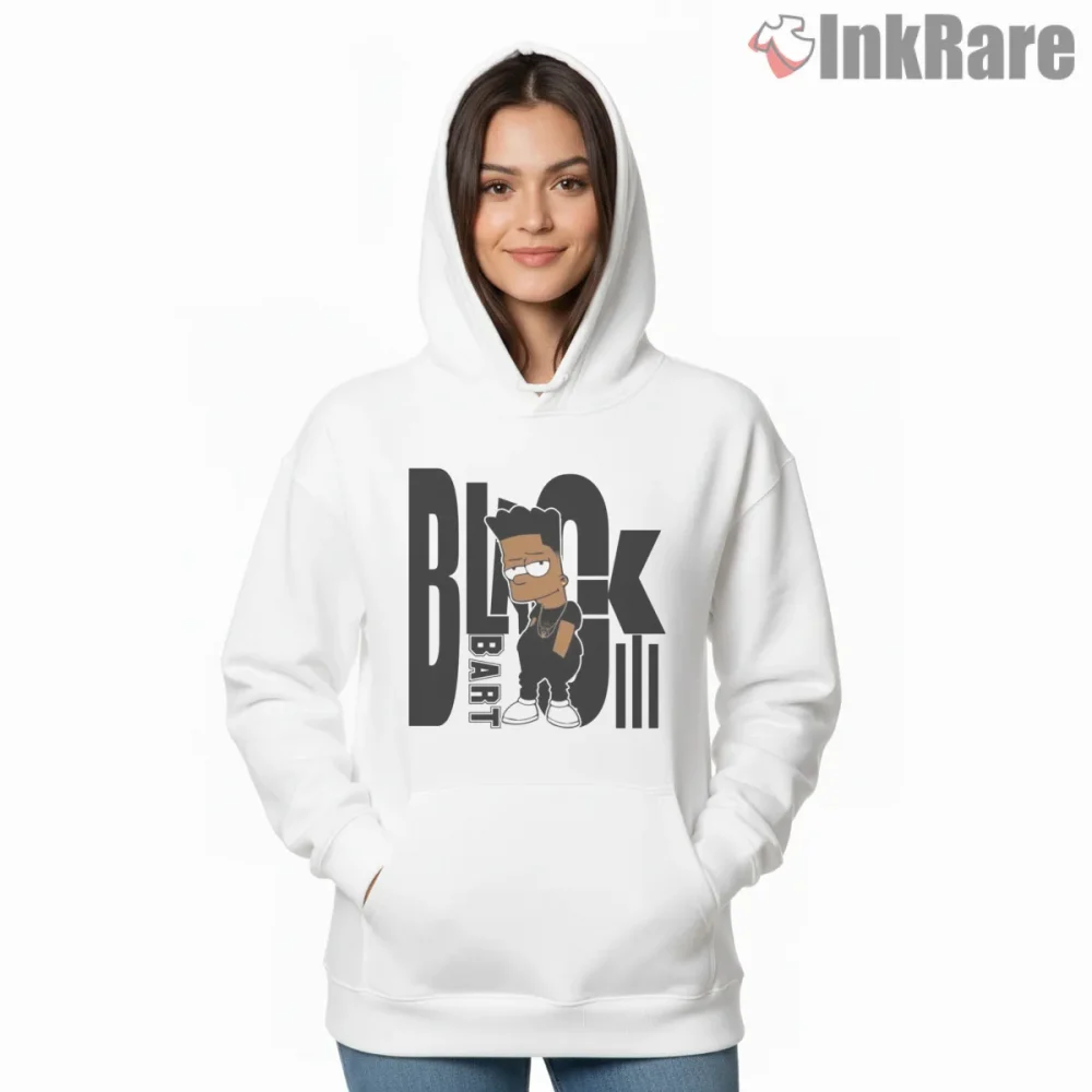 Bart Simpson Black Street Style Urban Cartoon Shirt on white hoodie for women graphic tee