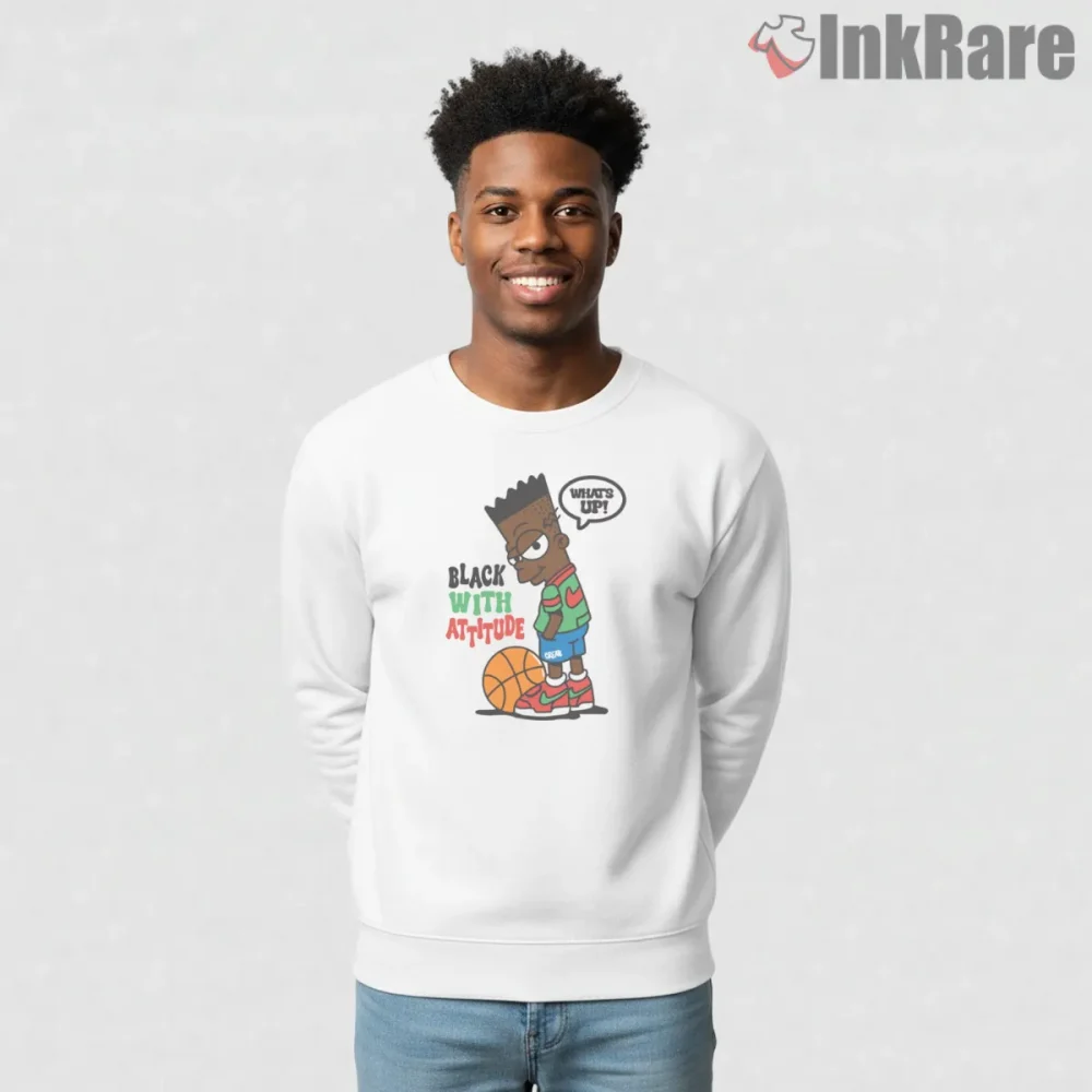 Bart Simpson Black With Attitude Hip Hop Parody Shirt on graphic shirt for men graphic tee