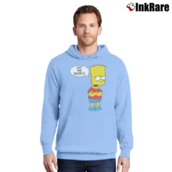 Men’s Bart Simpson Eat My Shorts Classic Simpsons Pullover Hoodie in light blue | Cozy, Durable, Modern Fit