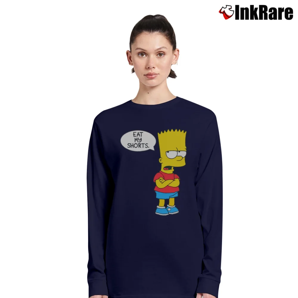 Women’s Bart Simpson Eat My Shorts Classic Simpsons Long-Sleeve Top in navy | Sleek, Versatile, All-Season